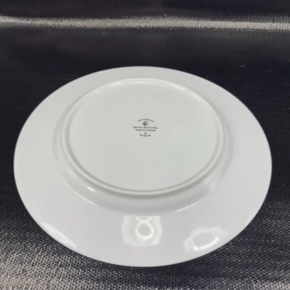 2005‎ Royal Doulton Pure Platinum Double Silver Band Plate Dish 10.5inch Set 3